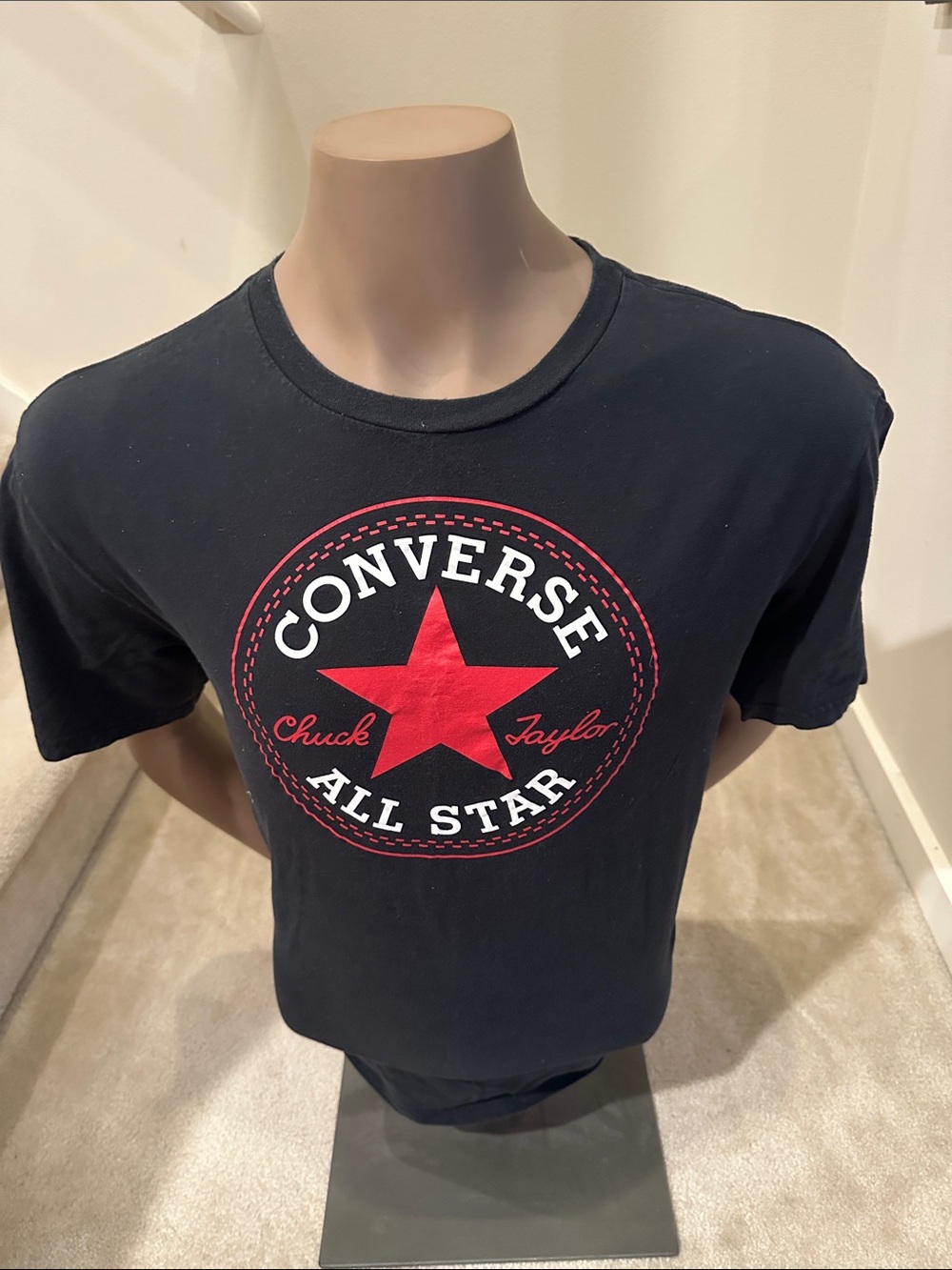 Converse Black Tee with Red Star Logo
